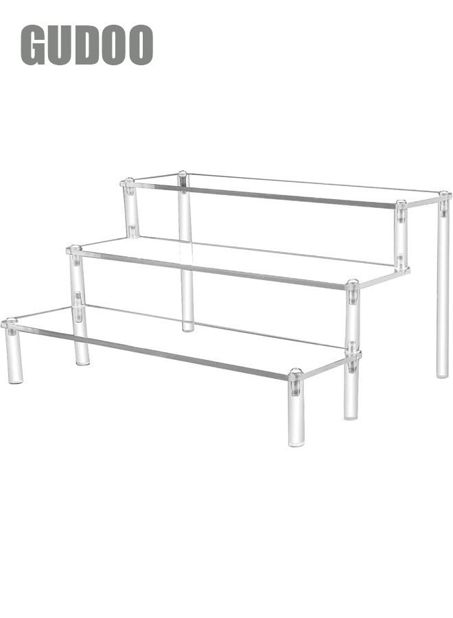 GUDOO 3-Tier Clear Acrylic Display Stand – Stepped Organizer for Cosmetics, Collectibles & Home Décor - Image 1